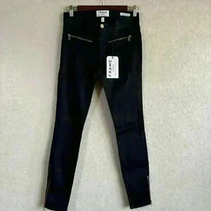 Frame Le Skinny de Jeanne zipper pockets ankle zipper onyx Black Women size 27